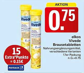 elkos Vivede Brausetabletten 17er Packung für nur 0,75 €
