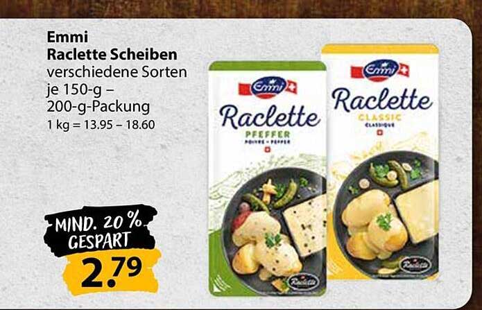 Emmi Raclette Scheiben verschiedene Sorten je 150-g – 200-g-Packung