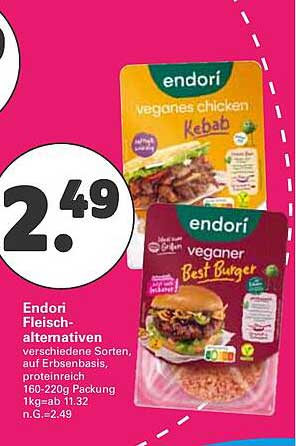 Endori Fleischalternativen – Veganes Chicken Kebab und Veganer Best Burger