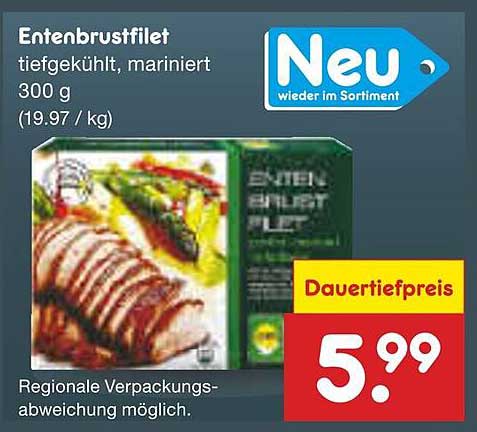 Entenbrustfilet tiefgekühlt, mariniert 300 g