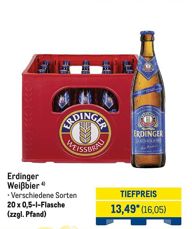 Erdinger Weißbier 20 x 0,5 l-Flasche (zzgl. Pfand)