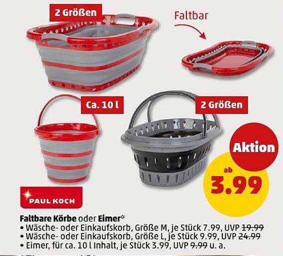Faltbare Körbe oder Eimer von Paul Koch