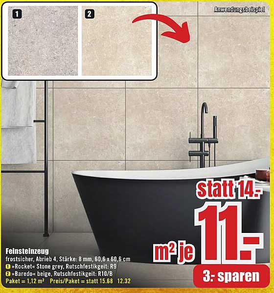 Feinsteinzeug Fliesen jetzt nur 11,- € pro m²