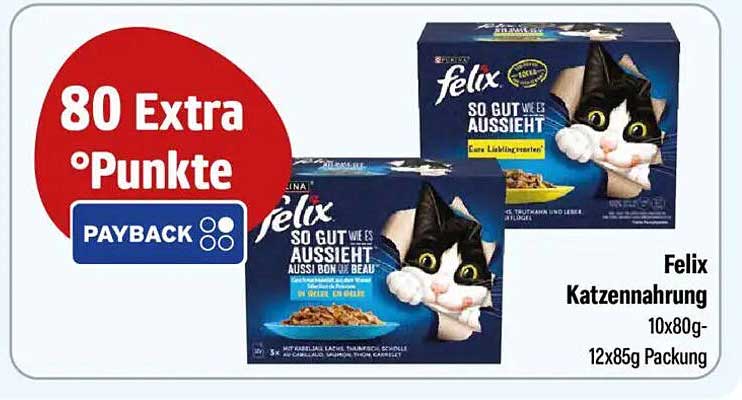 Felix Katzennahrung 10x80g - 12x85g Packung