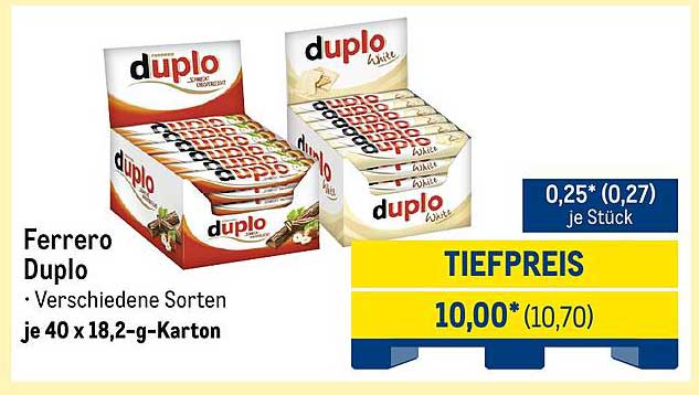 Ferrero Duplo - verschiedene Sorten im Karton