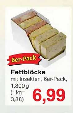 Fettblöcke mit Insekten, 6er-Pack, 1.800 g