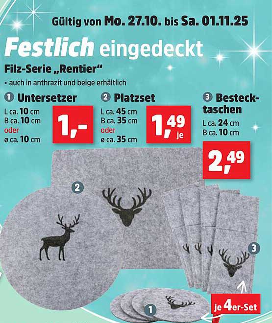 Filz-Serie „Rentier“ – Festlich eingedeckt