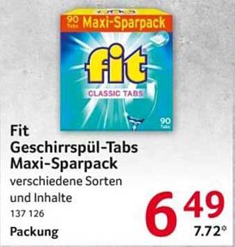 Fit Geschirrspül-Tabs Maxi-Sparpack 90 Tabs