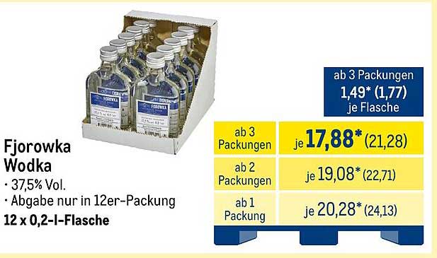 Fjorowka Wodka - 12 x 0,2 l Flasche