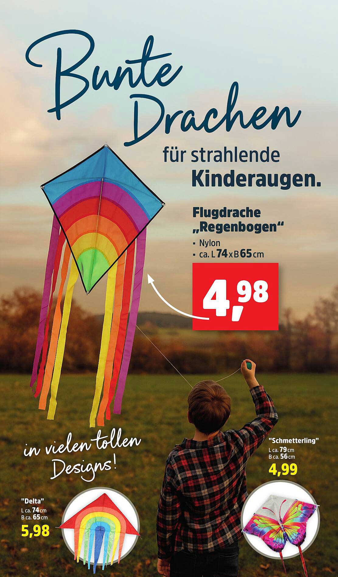 Flugdrachen "Regenbogen" für strahlende Kinderaugen