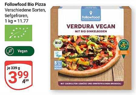 Followfood Bio Pizza Verdura Vegan, 339 g