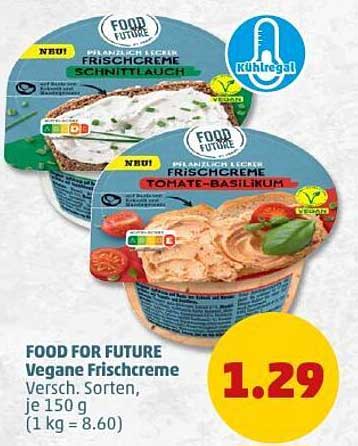 FOOD FOR FUTURE Vegane Frischcreme in den Sorten Schnittlauch und Tomate-Basilikum