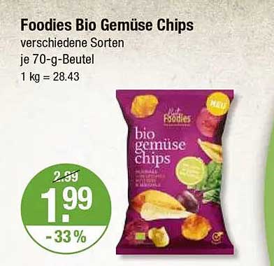 Foodies Bio Gemüse Chips verschiedene Sorten je 70-g-Beutel