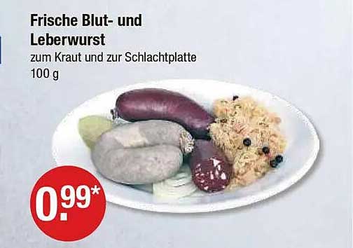 Frische Blut- und Leberwurst zum Kraut und zur Schlachtplatte 100 g