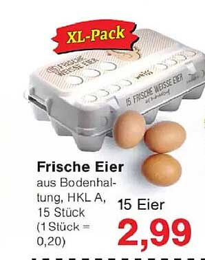 Frische Eier aus Bodenhaltung, HKL A, 15 Stück