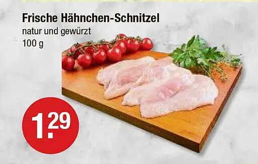 Frische Hähnchen-Schnitzel natur und gewürzt 100 g