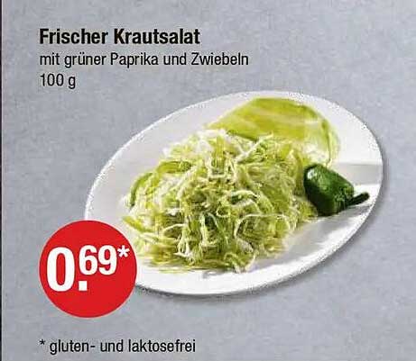 Frischer Krautsalat mit grüner Paprika und Zwiebeln 100 g