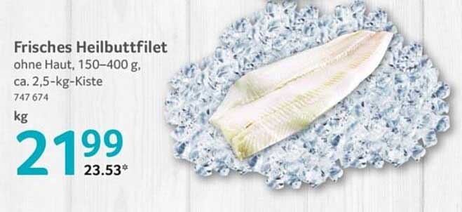 Frisches Heilbuttfilet ohne Haut, 150–400 g, ca. 2,5-kg-Kiste