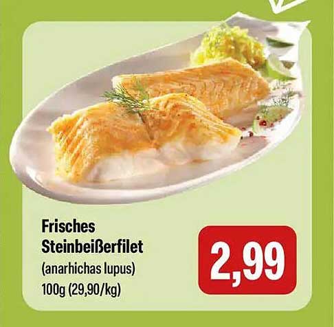 Frisches Steinbeißerfilet (anarchichas lupus) 100g