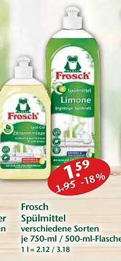 Frosch Spülmittel verschiedene Sorten je 750-ml / 500-ml-Flasche