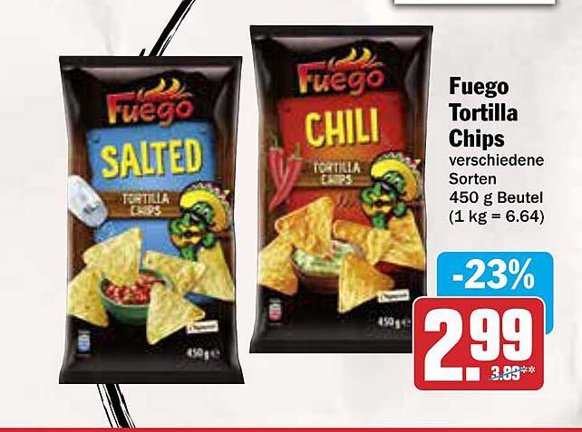 Fuego Tortilla Chips verschiedene Sorten 450 g Beutel