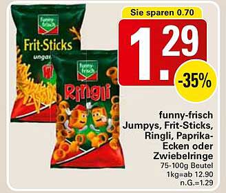 Funny Frisch Snack-Variation: Jumpsys, Frit-Sticks, Ringli, Paprika-Ecken oder Zwiebelringe