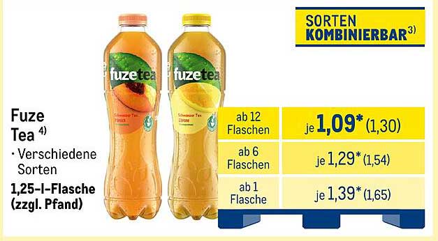 Fuze Tea 1,25-Liter-Flasche - Verschiedene Sorten