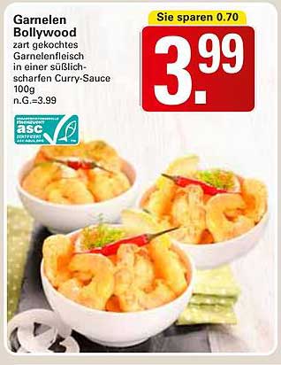 Garnelen Bollywood - zart gekochtes Garnelenfleisch in einer süßlich-scharfen Curry-Sauce