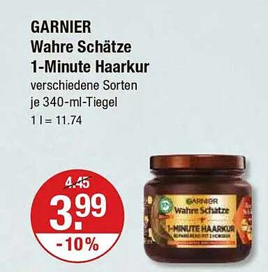 GARNIER Wahre Schätze 1-Minute Haarkur verschiedene Sorten je 340-ml-Tiegel