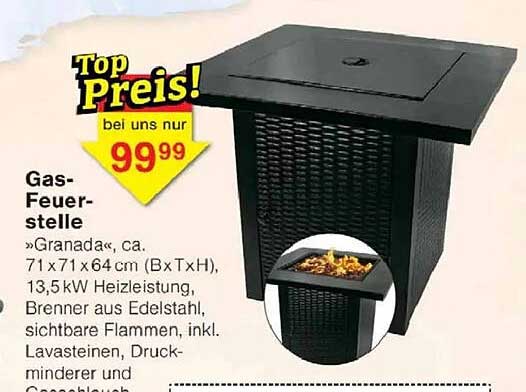 Gas-Feuerstelle »Granada«, ca. 71x71x64 cm