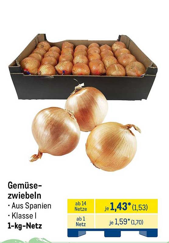 Gemüsezwiebeln - Aus Spanien - Klasse I - 1-kg-Netz