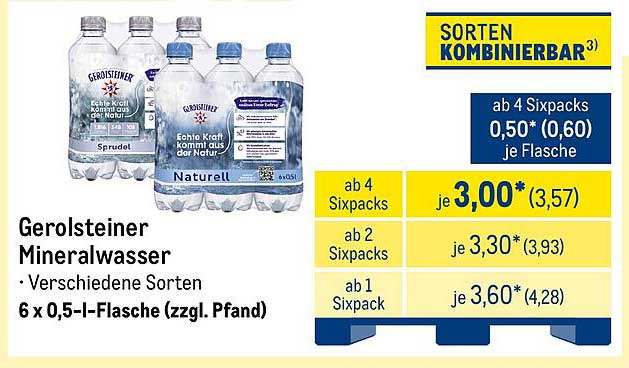 Gerolsteiner Mineralwasser 6 x 0,5 l-Flasche (zzgl. Pfand)