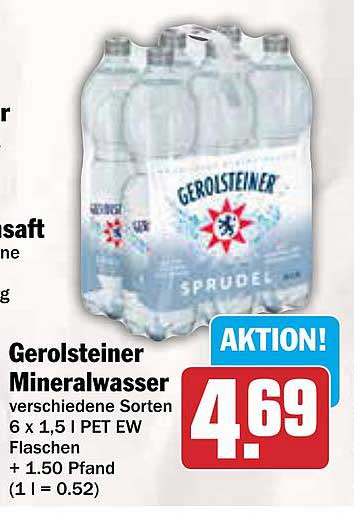 Gerolsteiner Mineralwasser 6 x 1,5 l PET EW Flaschen