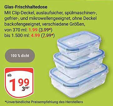 Glas-Frischhaltedose mit Clip-Deckel