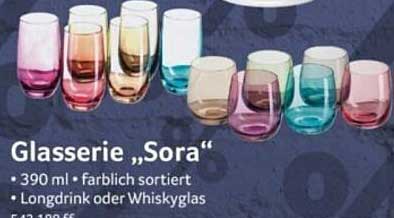 Glasserie „Sora“ – 390 ml, farblich sortiert, Longdrink oder Whiskyglas