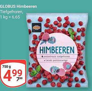 GLOBUS Himbeeren Tiefgefroren, 750 g