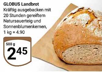 GLOBUS Landbrot – Kräftig ausgebacken mit 20 Stunden gereiftem Natursauerteig und Sonnenblumenkerne