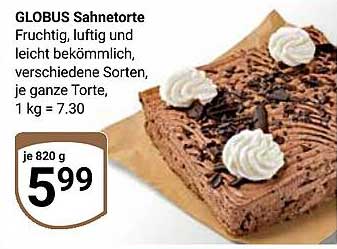 GLOBUS Sahnetorte, 820 g für nur 5,99 €