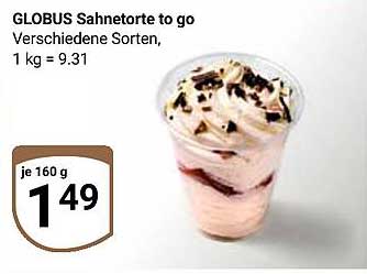 GLOBUS Sahnetorte to go – Verschiedene Sorten, 160 g