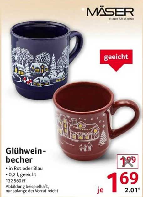 Glühweinbecher von MÄSER - in Rot oder Blau
