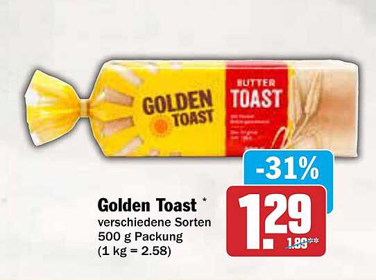 Golden Toast - verschiedene Sorten, 500 g Packung