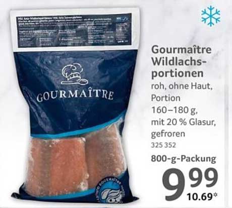 Gourmäitre Wildlachs-Portionen, roh, ohne Haut, 800 g