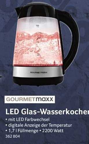 GOURMETmaxx LED Glas-Wasserkocher