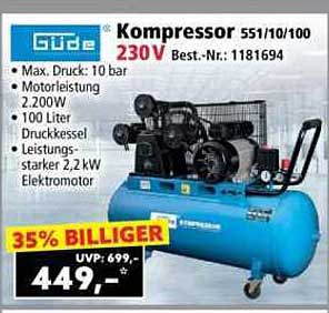 Güde Kompressor 551/10/100 230V - 35% günstiger!