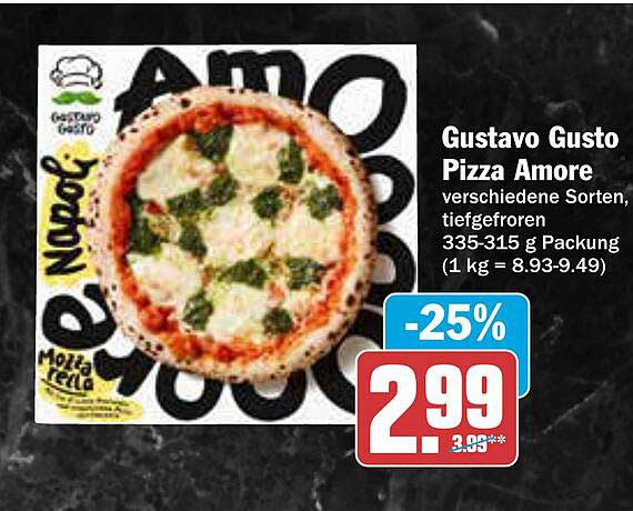 Gustavo Gusto Pizza Amore, verschiedene Sorten, tiefgefroren