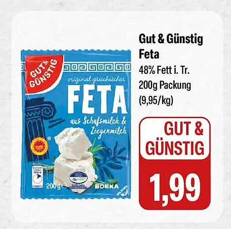 Gut & Günstig Feta 200g - Genuss aus Schafsmilch und Ziegenmilch