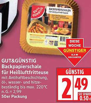 GUT&GÜNSTIG Backpaperschale für Heißluftfritteuse 50er Packung