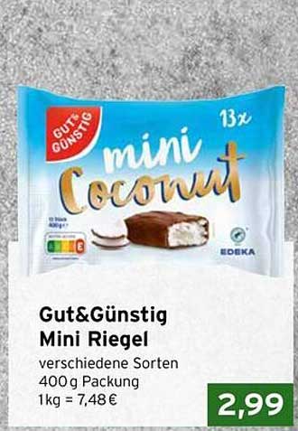 Gut&Günstig Mini Riegel - verschiedene Sorten 400 g Packung