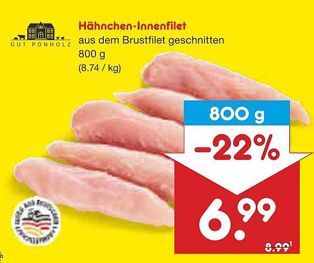 Hähnchen-Innenfilet aus dem Brustfilet geschnitten 800 g