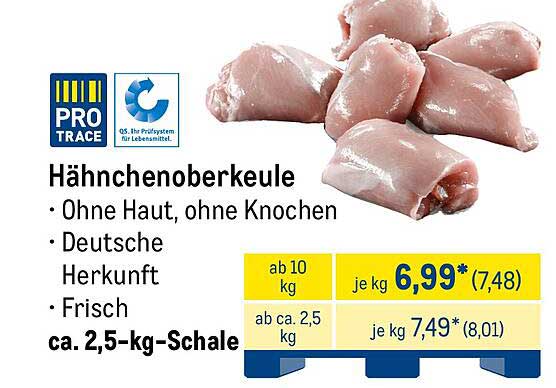 Hähnchenoberkeule - Ohne Haut, ohne Knochen, Deutsche Herkunft